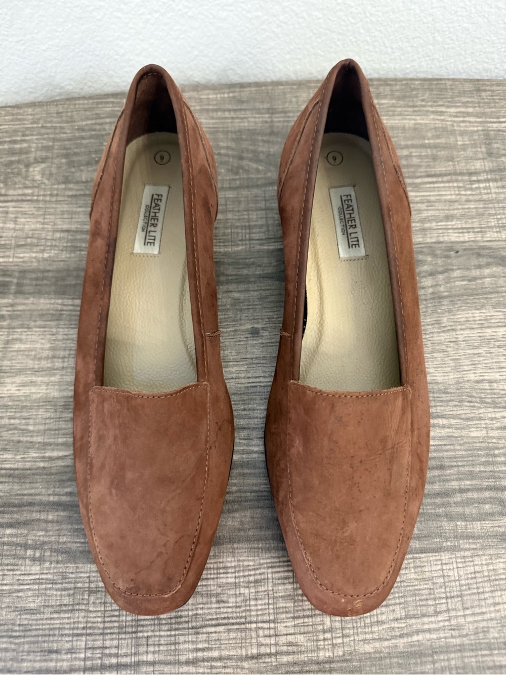 Women's Soft Brown Suede Loafer Flats Feather Lite Collection